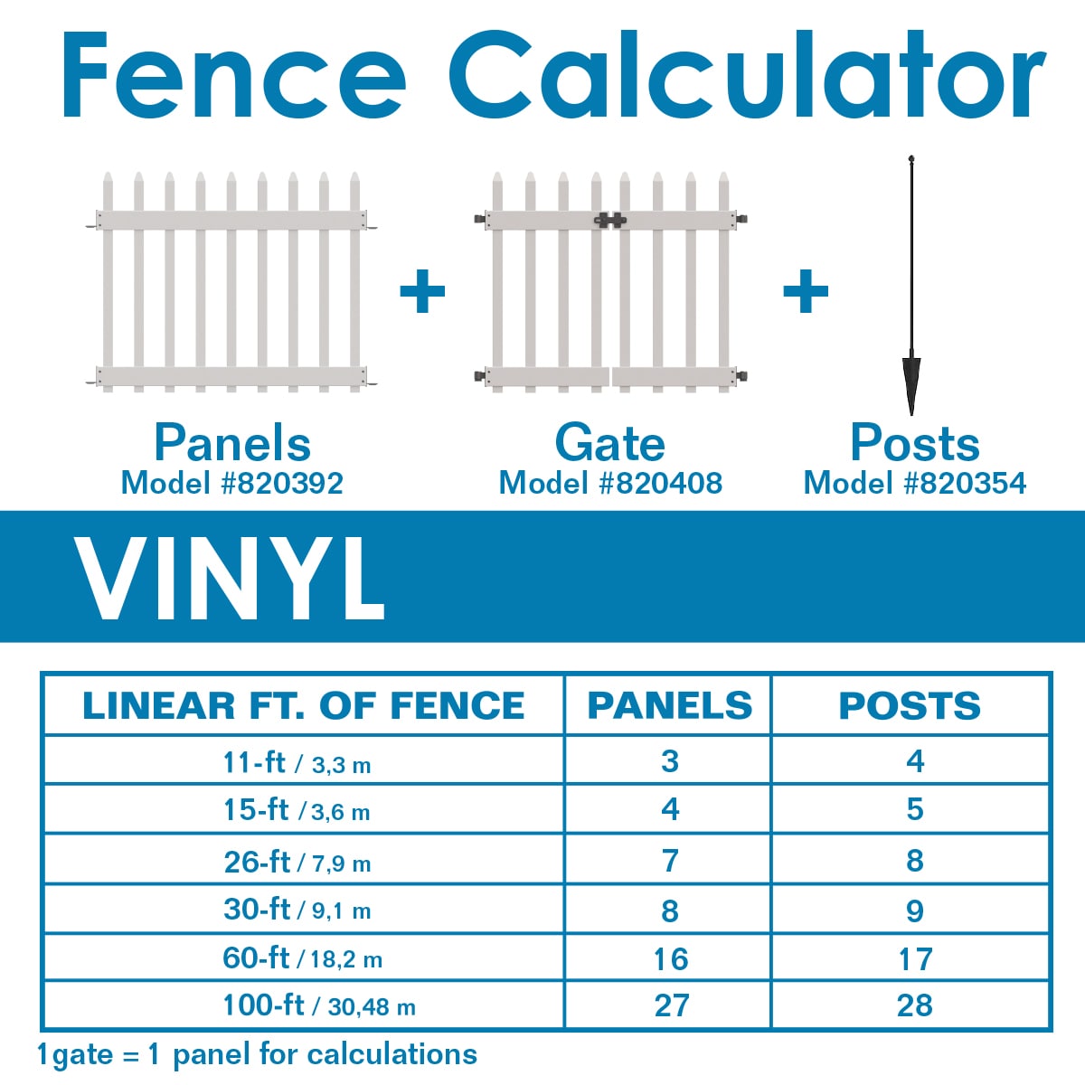 YARDLINK No Dig Fence 3-ft H x 3.5-ft W White Vinyl Picket Fence Panel No Dig (Assembled)