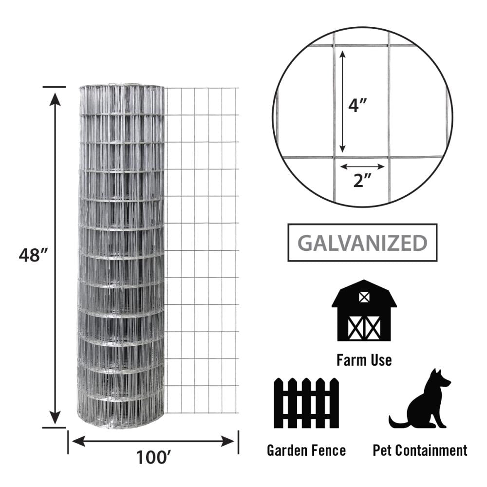 IRONRIDGE Gray Steel Welded Wire Rolled Fencing with Mesh Size 2-in x 4-in