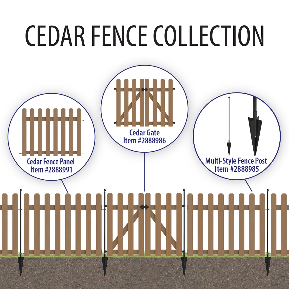YARDLINK 2.83-ft x 3.79-ft Cedar Dog Ear Spaced Picket No Dig Fence Panel