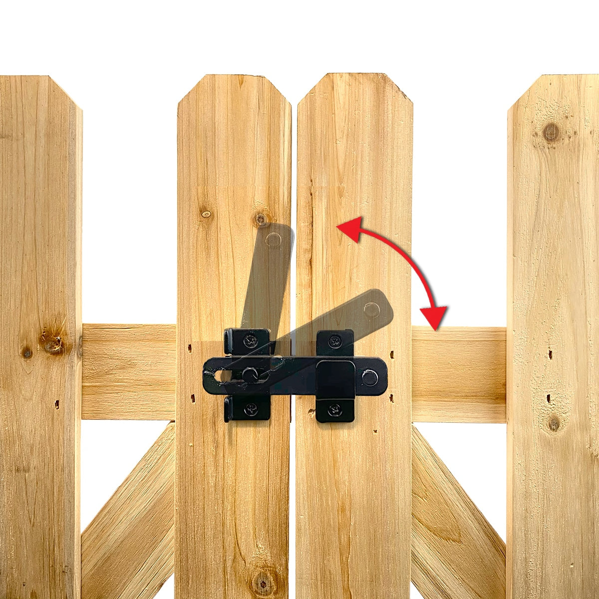 YARDLINK 2.83-ft x 3.6-ft Brown Dog Ear Spaced Picket No Dig Wood Fence Gate