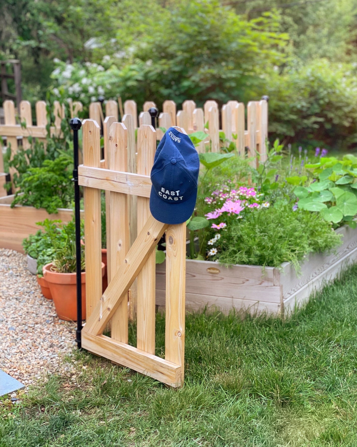 YARDLINK 2.83-ft x 3.6-ft Brown Dog Ear Spaced Picket No Dig Wood Fence Gate