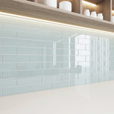 Giorbello (Sample) Glass Subway Baby Blue 3-in x 9-in Glossy Glass Tile