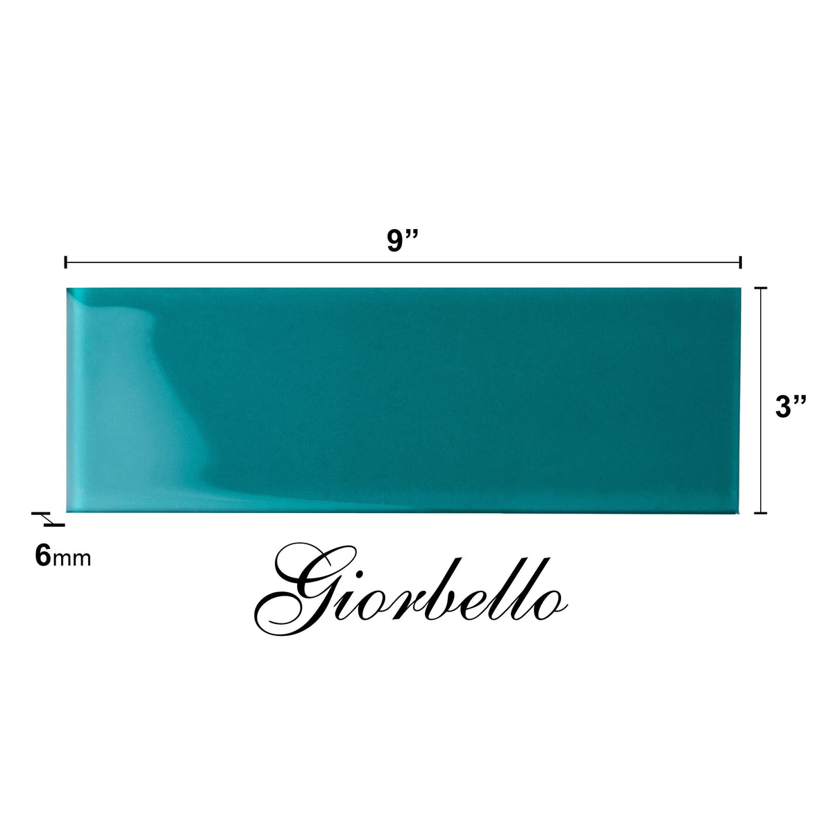 Giorbello Classic Premium Dark Teal 3-in x 9-in Glossy Glass Subway Wall Tile (5-sq. ft/ Carton)