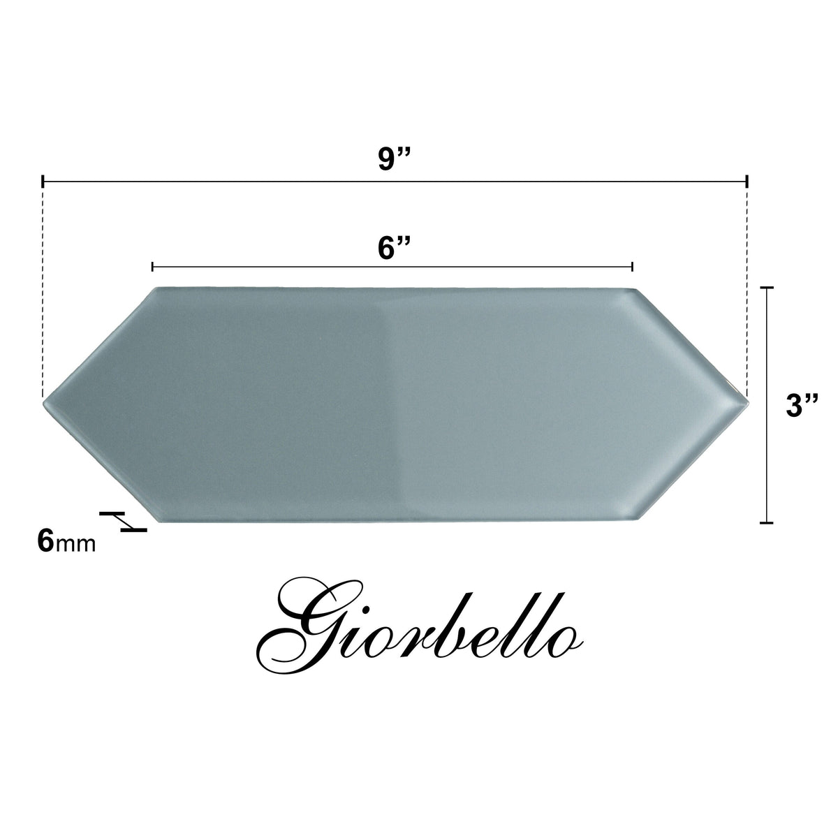 Giorbello (Sample) Glass Subway Slate 3-in x 9-in Glossy Glass Tile