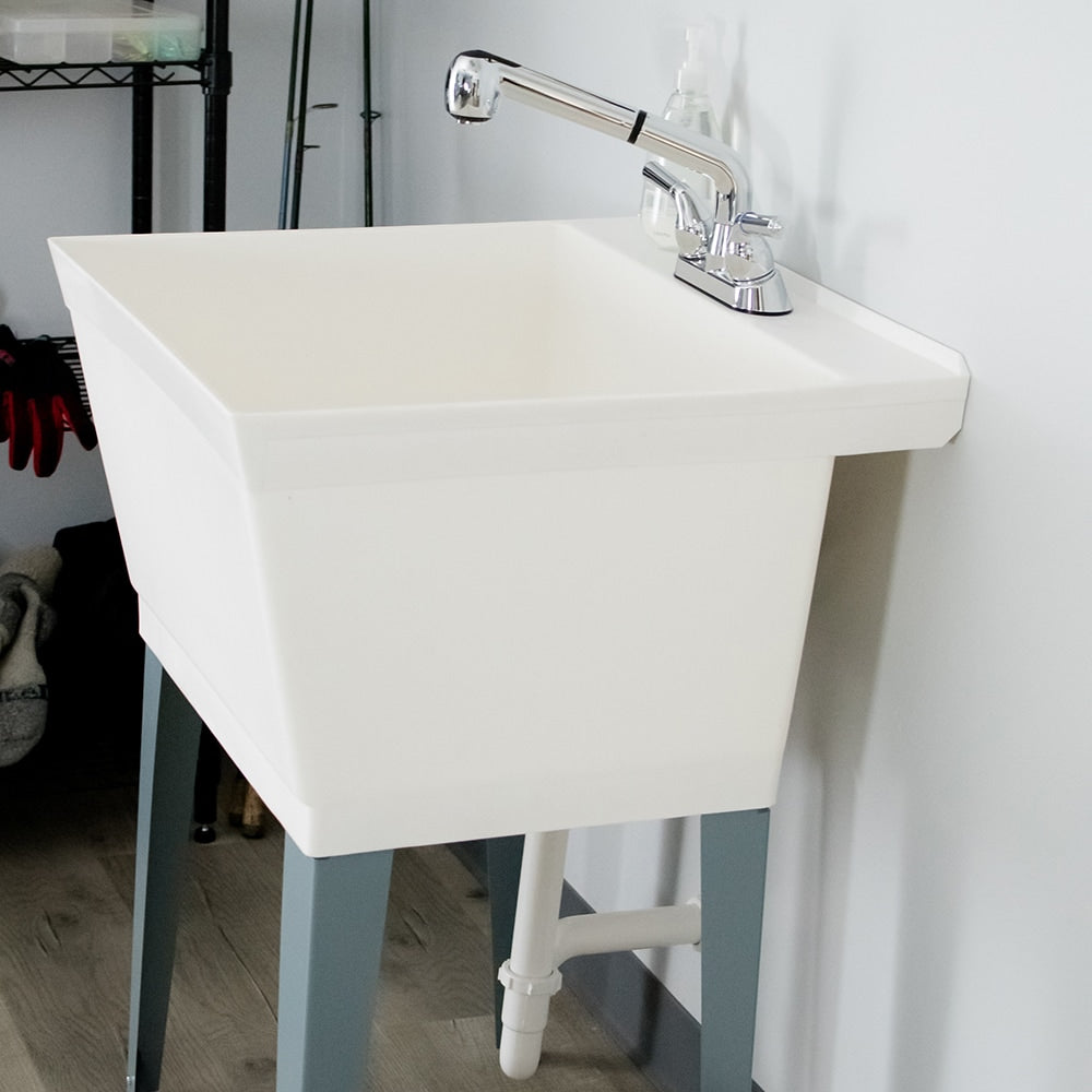 Cambridge Resources Freestanding White Utility Tub with Faucet