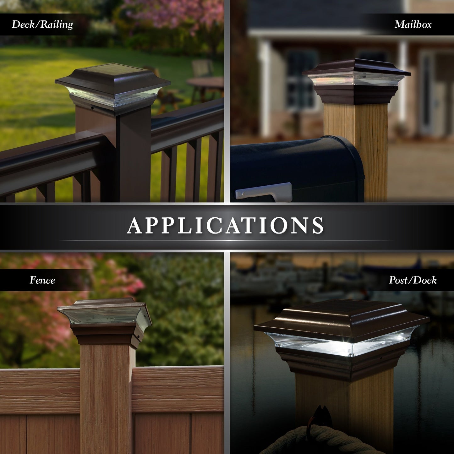 Classy Caps 4-in x 4-in 15-Lumen 1-Watt Bronze Solar LED Outdoor Post Cap Light (4100 K)