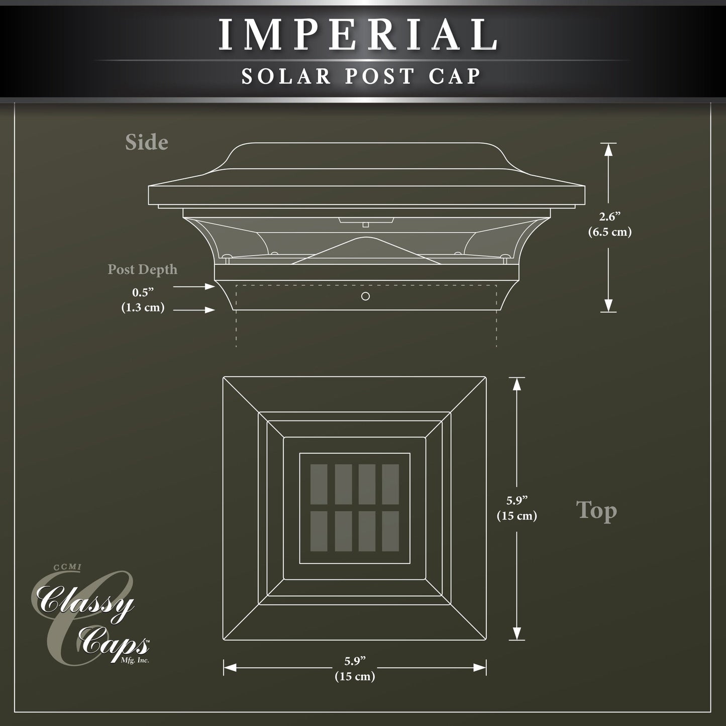 Classy Caps 4-in x 4-in 15-Lumen 1-Watt Bronze Solar LED Outdoor Post Cap Light (4100 K)