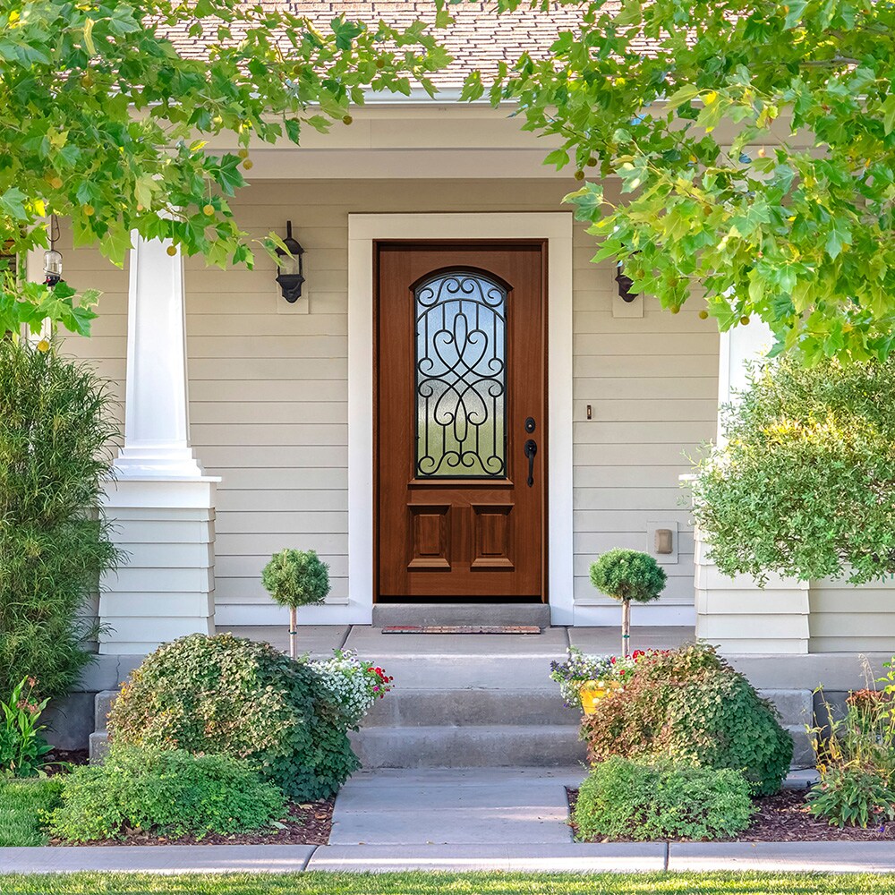 Greatview Doors 36-in x 80-in Mahogany Prehung Front Door with Privacy Glass