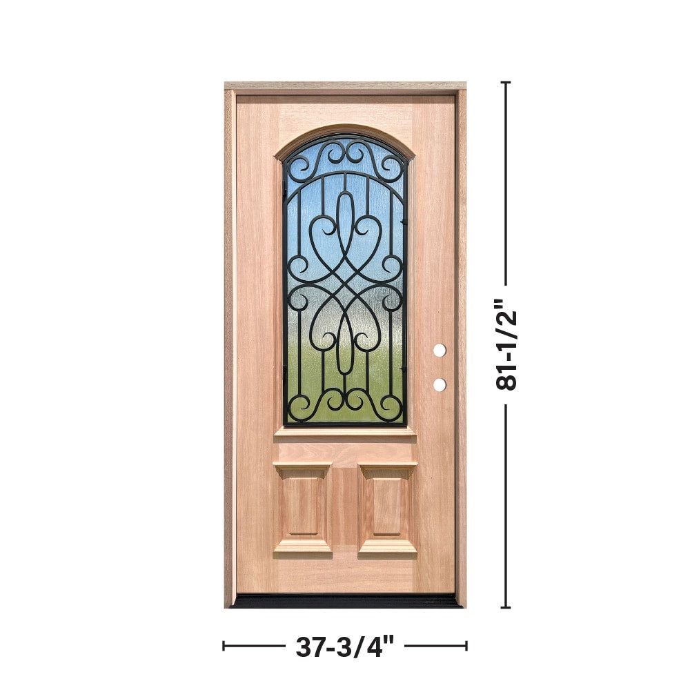 Greatview Doors 36-in x 80-in Mahogany Prehung Front Door with Privacy Glass