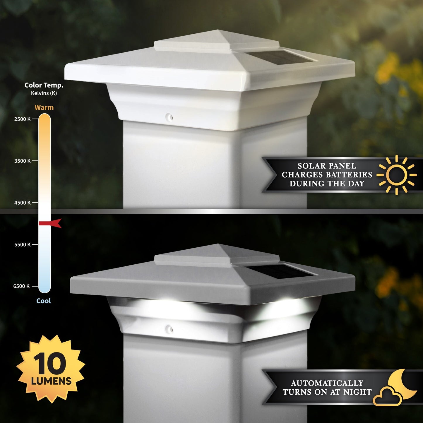 Classy Caps 4-in x 4-in 15-Lumen 1-Watt White Solar LED Outdoor Post Cap Light (4100 K)