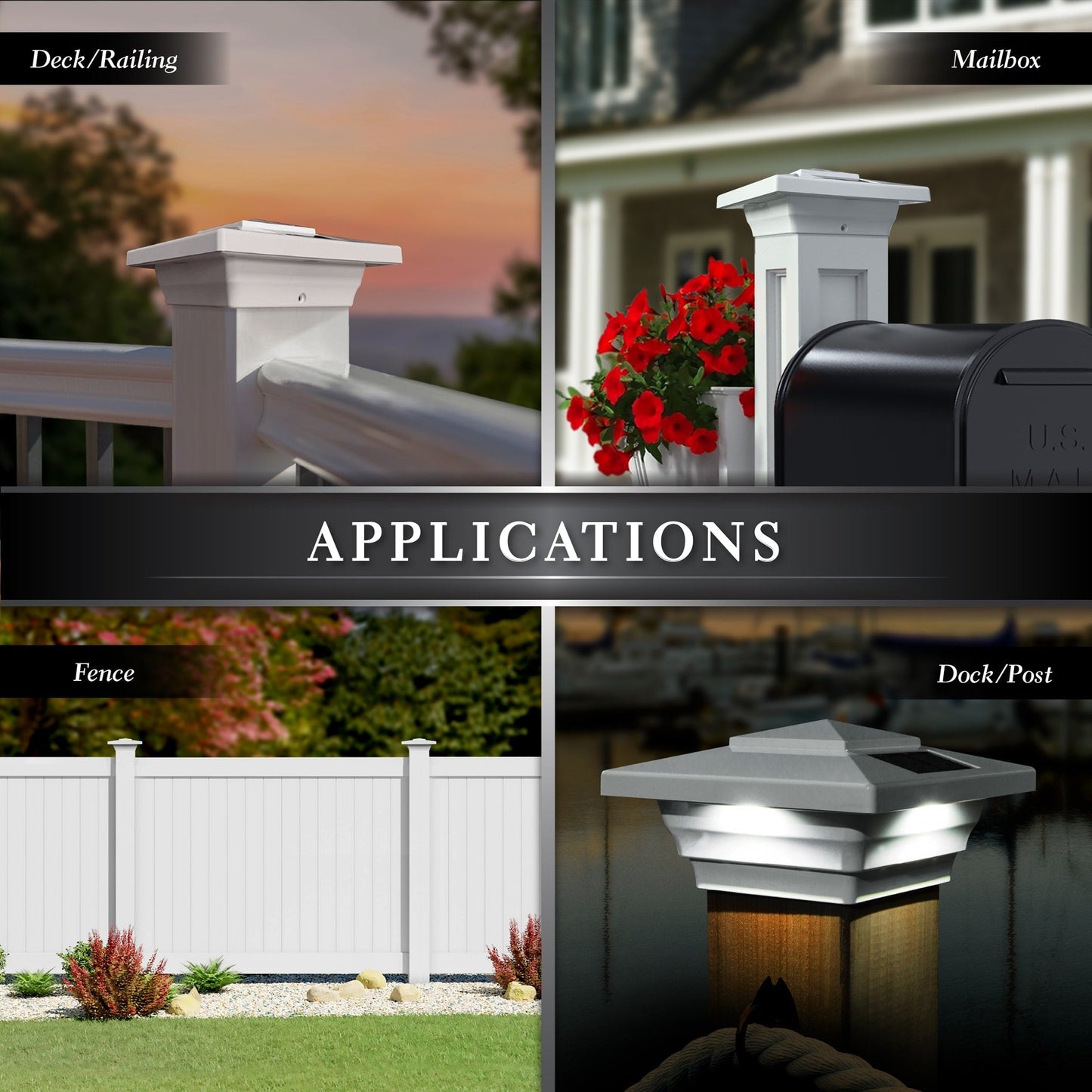 Classy Caps 4-in x 4-in 15-Lumen 1-Watt White Solar LED Outdoor Post Cap Light (4100 K)