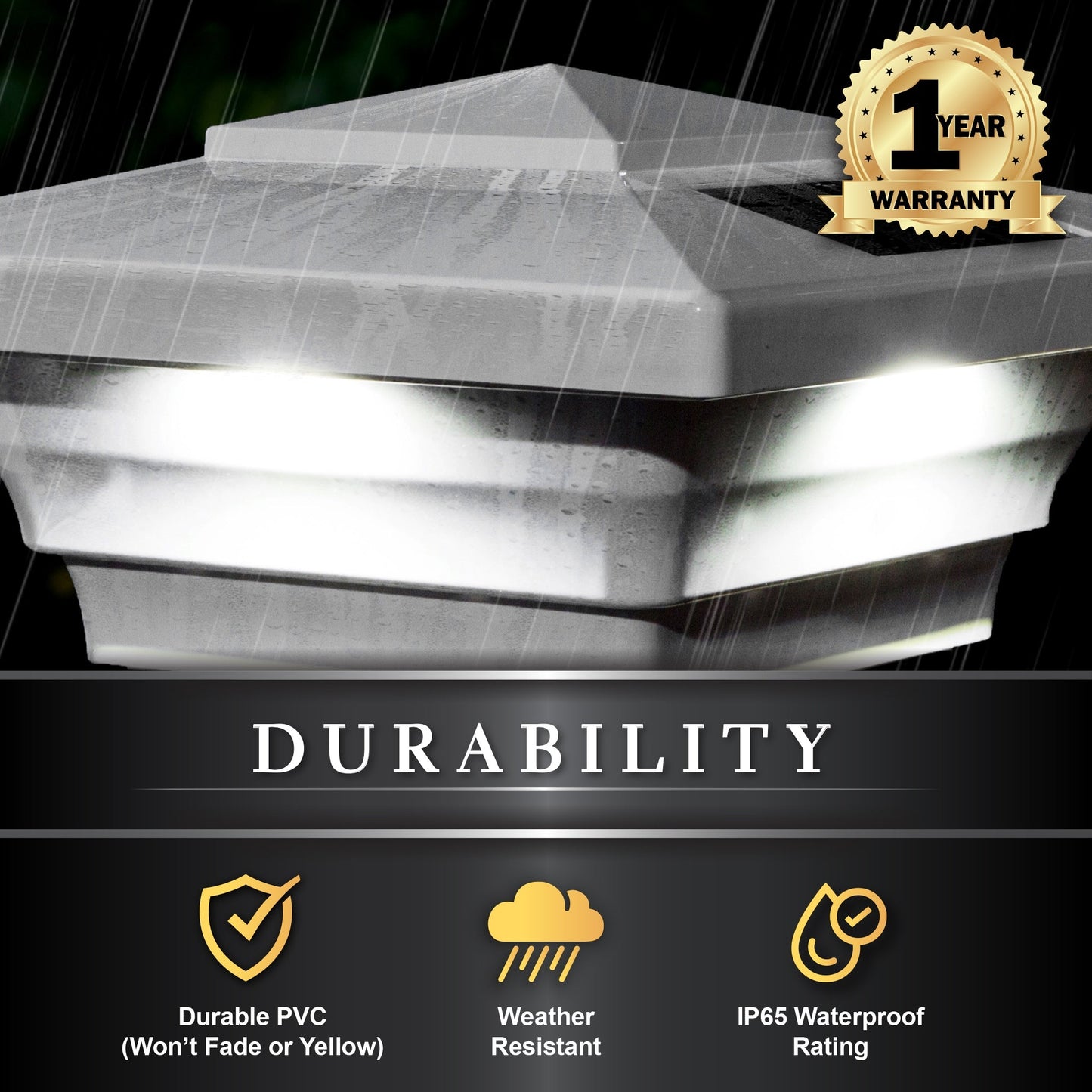 Classy Caps 4-in x 4-in 15-Lumen 1-Watt White Solar LED Outdoor Post Cap Light (4100 K)