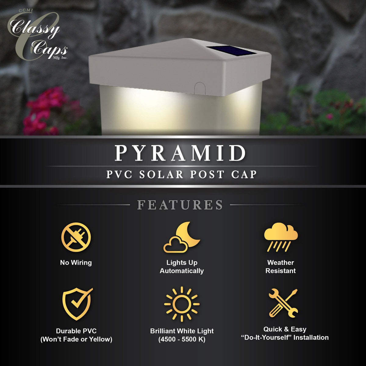 Classy Caps 4-in x 4-in White PVC Deck Post Cap