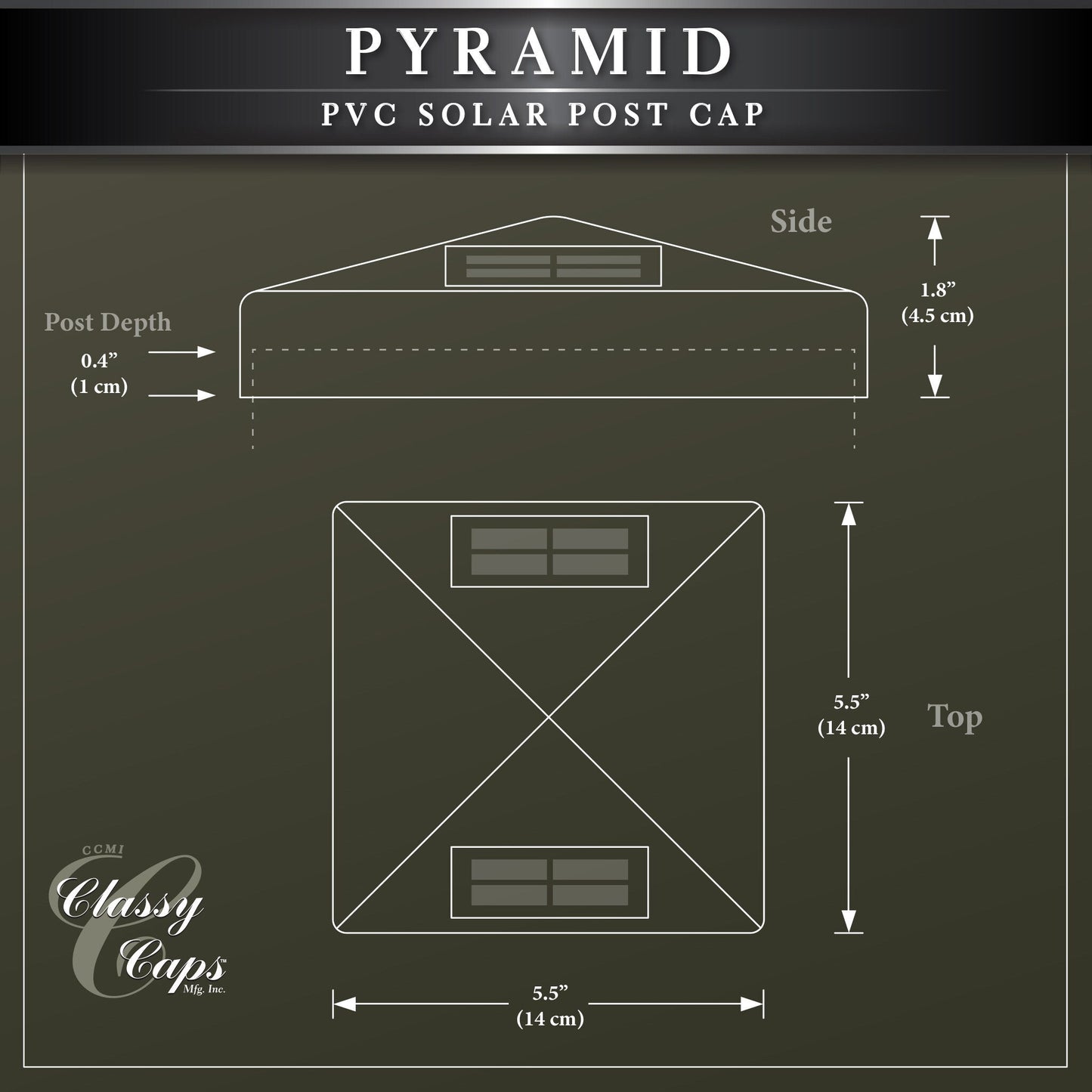 Classy Caps 5-in x 5-in Pyramid White PVC Deck Post Cap