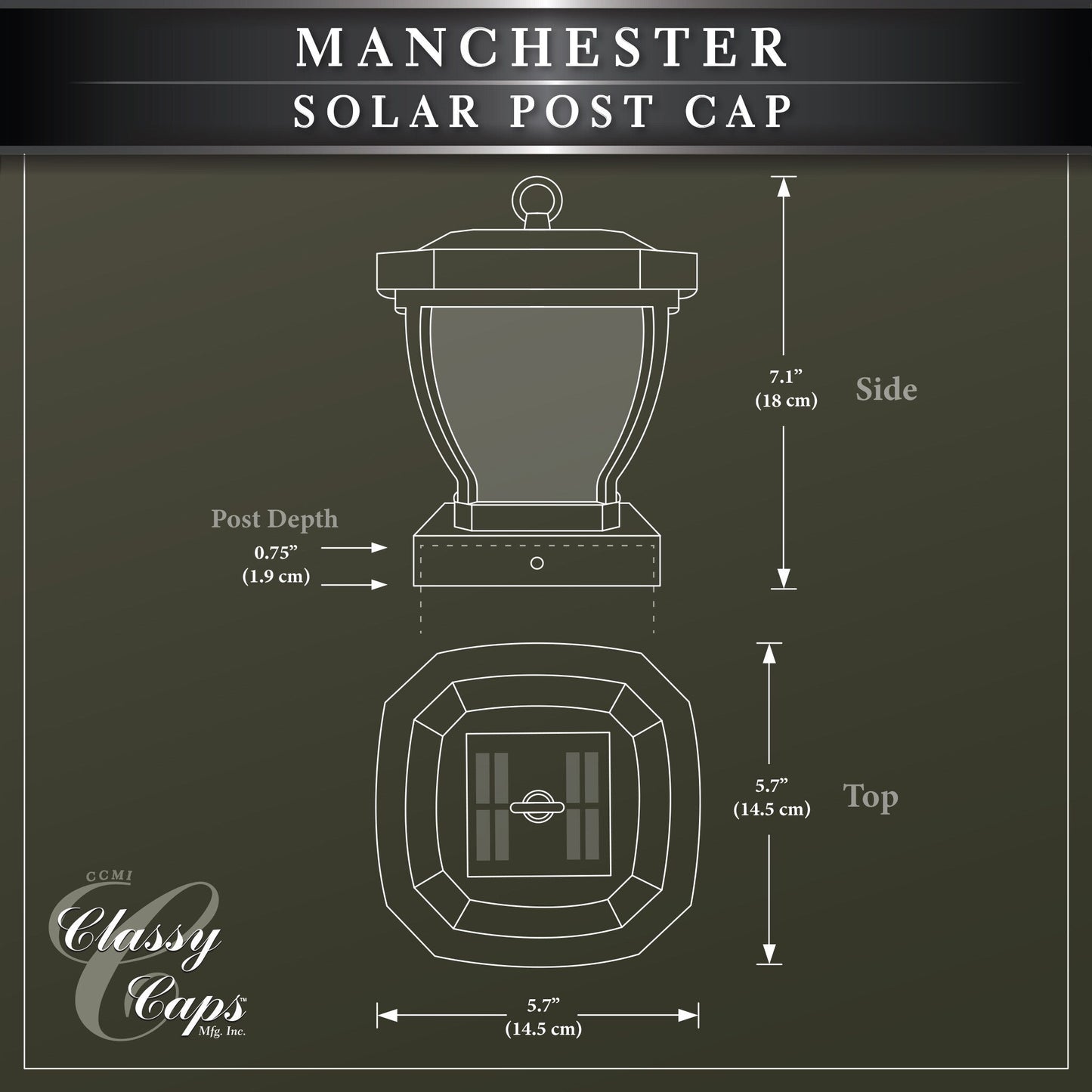 Classy Caps 4-in x 4-in 10-Lumen 0.2-Watt Dark Bronze Solar LED Outdoor Post Cap Light (2700 K)