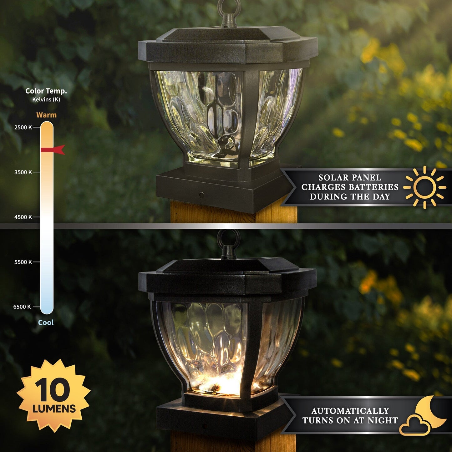 Classy Caps 4-in x 4-in 10-Lumen 0.2-Watt Dark Bronze Solar LED Outdoor Post Cap Light (2700 K)
