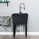 Cambridge Resources Black Freestanding Utility Tub with Faucet and Drain