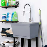 Cambridge Resources Gray Freestanding Utility Tub with Drain and Faucet
