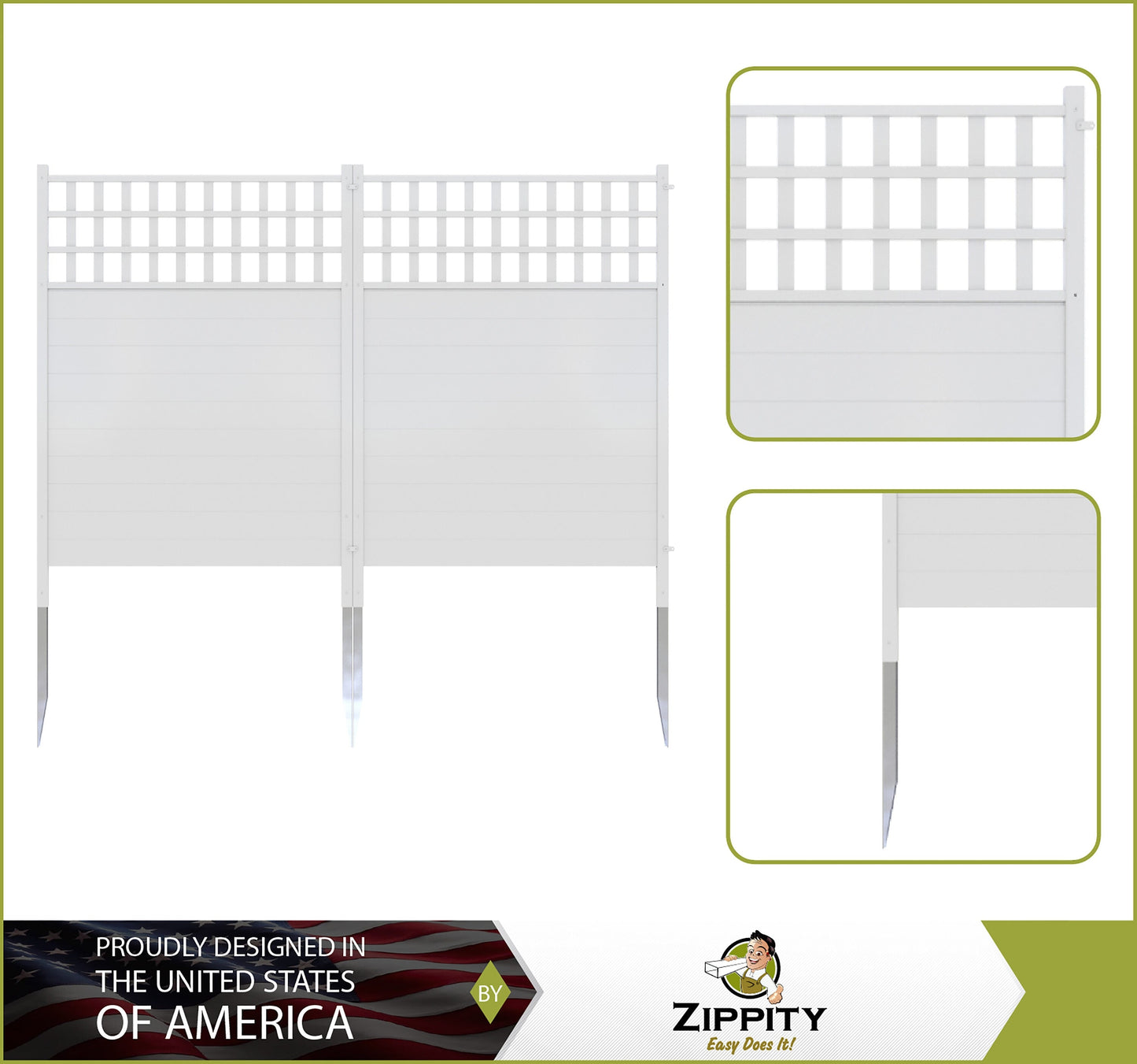 Zippity Outdoor Products Keswick 2 Panels 3.5-ft H x 3.5-ft W White Privacy Vinyl Lattice-top Fence Panel (Unassembled)