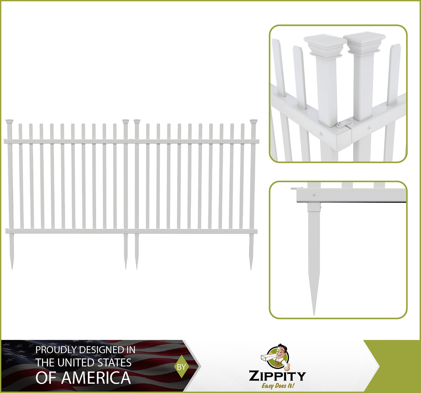 Zippity Outdoor Products Burbank 2 Panels 3.5-ft H x 3.5-ft W White Privacy Vinyl Flat-top Fence Panel (Unassembled)