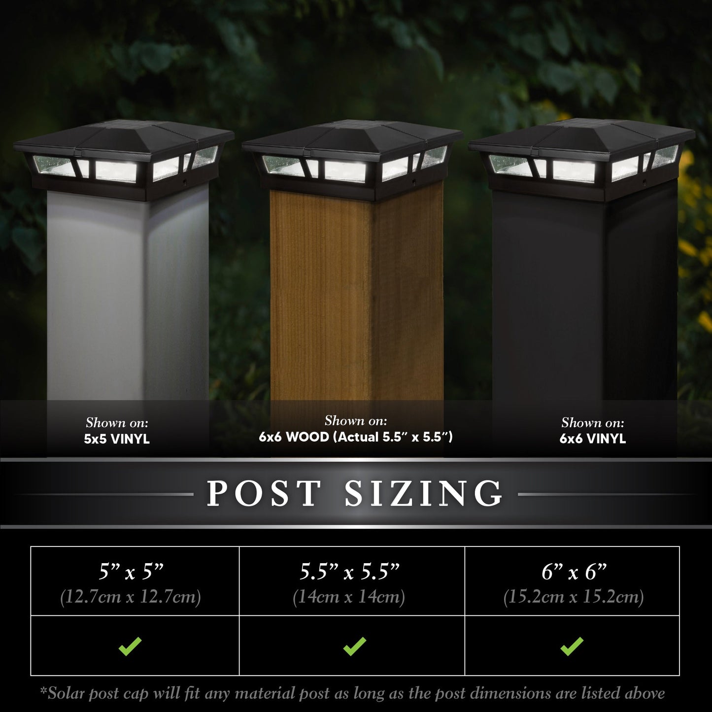 Classy Caps 5-in x 5-in 10-Lumen 1-Watt Black Powder Coated Aluminum Solar LED Outdoor Post Cap Light (4500 K)