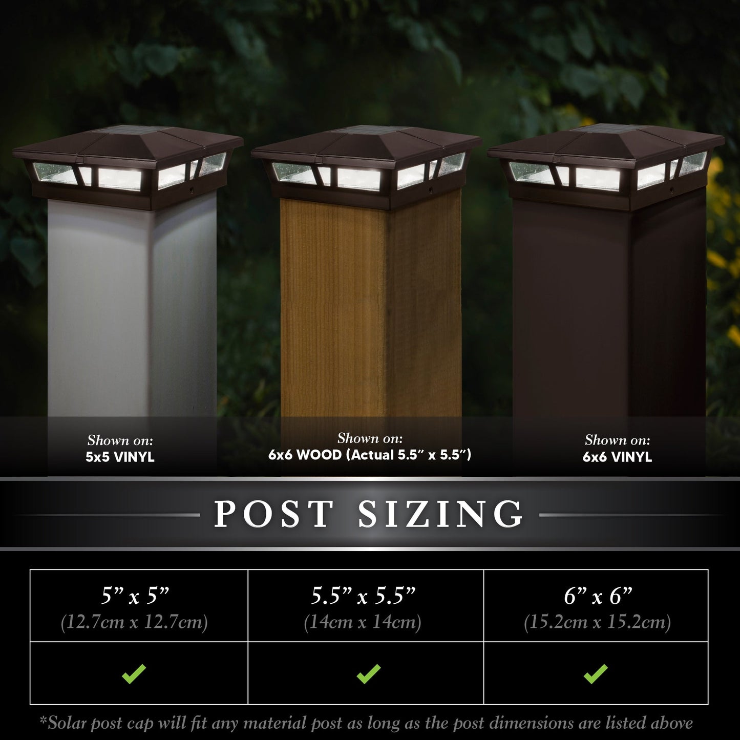 Classy Caps 6-in x 6-in 10-Lumen 1-Watt Brown Powder Coated Aluminum Solar LED Outdoor Post Cap Light (4500 K)
