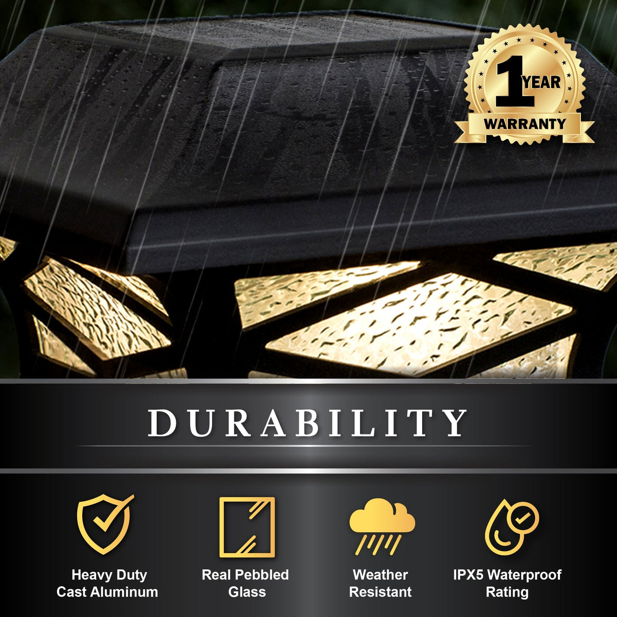 Classy Caps 4-in x 4-in 20-Lumen 0.2-Watt Black Solar LED Outdoor Post Cap Light (2700 K)