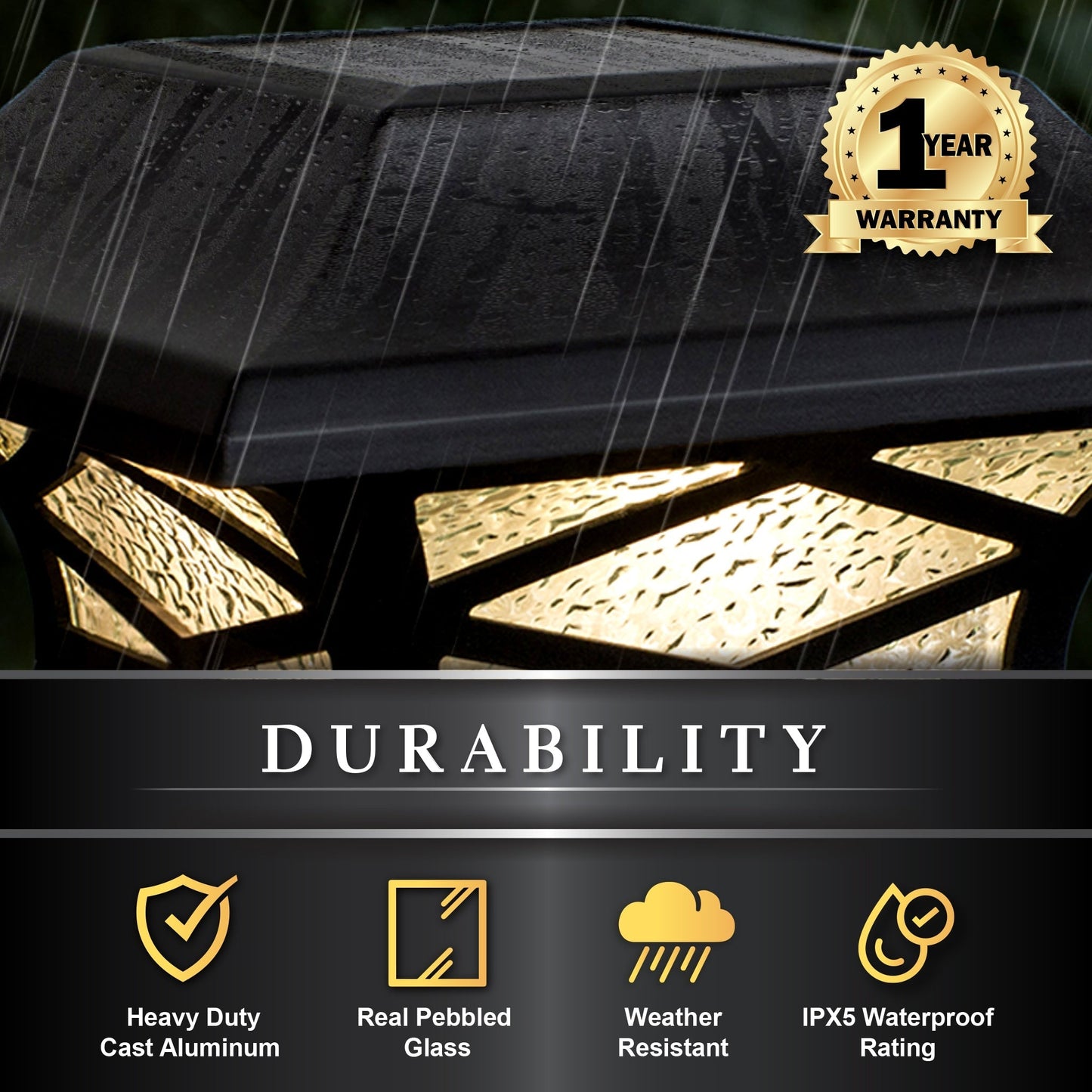 Classy Caps 4-in x 4-in 20-Lumen 0.2-Watt Black Solar LED Outdoor Post Cap Light (2700 K)
