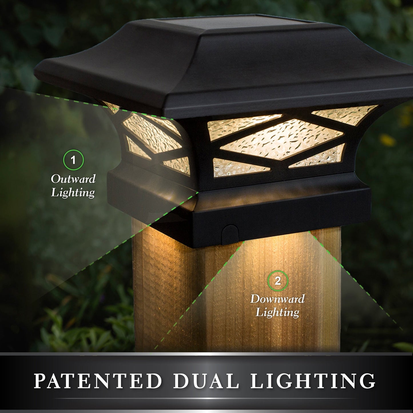 Classy Caps 4-in x 4-in 20-Lumen 0.2-Watt Black Solar LED Outdoor Post Cap Light (2700 K)