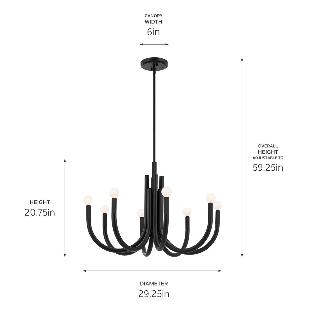 Kichler Odensa 8-Light Black Modern/Contemporary Chandelier