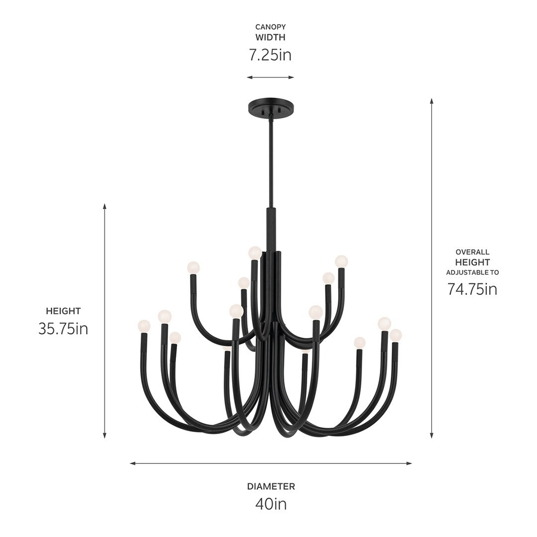 Kichler Odensa 15-Light Black Modern/Contemporary Chandelier