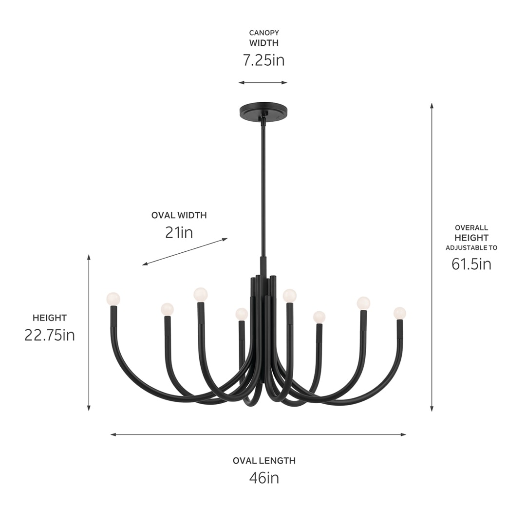 Kichler Odensa 8-Light Black Modern/Contemporary Chandelier