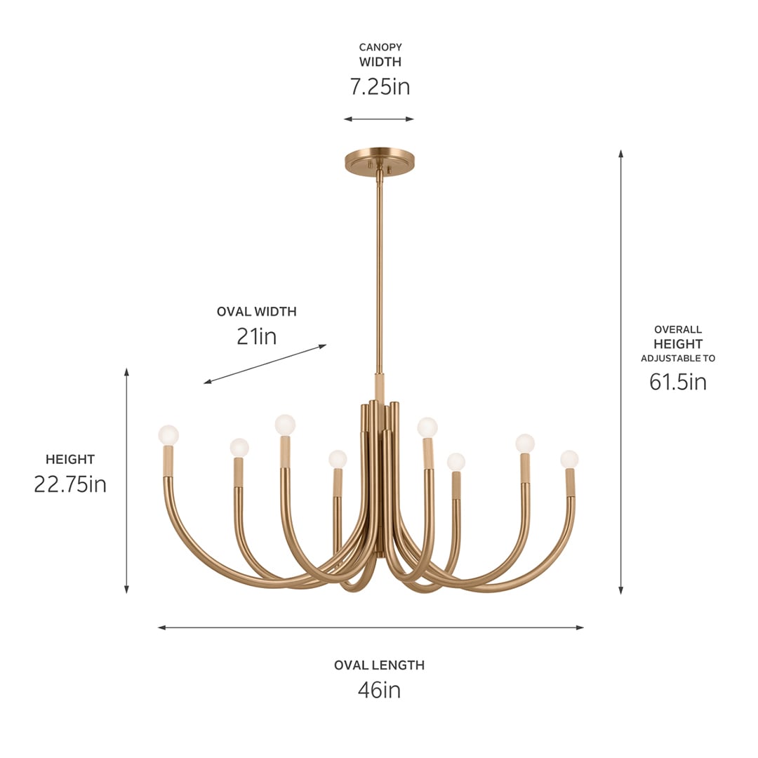 Kichler Odensa 8-Light Gold Modern/Contemporary Chandelier