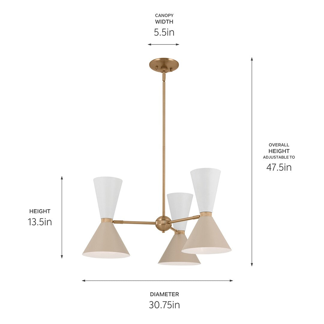 Kichler Phix 6-Light Gold Mid-century Chandelier