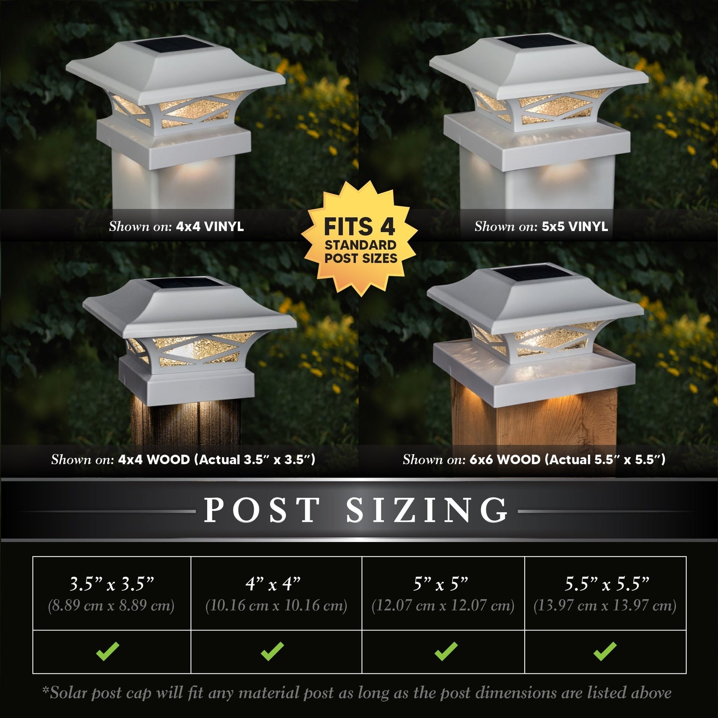 Classy Caps 4-in x 4-in 20-Lumen 0.2-Watt White Solar LED Outdoor Post Cap Light (2700 K)