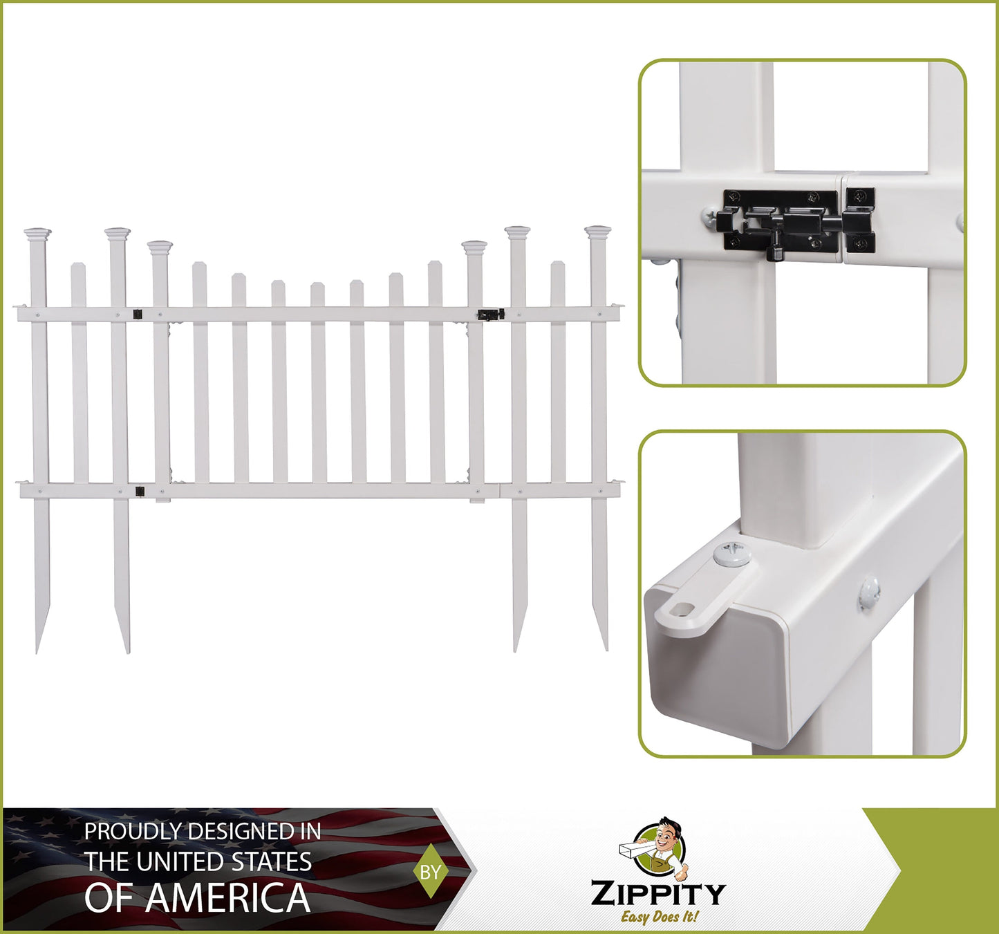 Zippity Outdoor Products Madison 2.5-ft H x 5-ft W White Vinyl Scallop Fence Gate Kit (Unassembled)