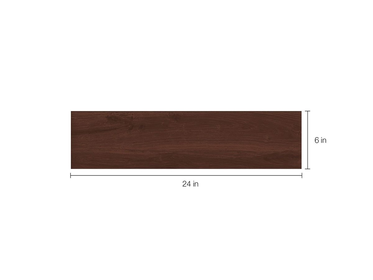 Style Selections Serso Black Walnut 6-in x 24-in Porcelain Wood Look Tile (Common: 6-in x 24-in; Actual: 5.75-in x 23.75-in)