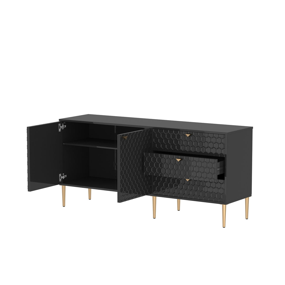 Clihome Modern/Contemporary Black Tv Cabinet (Accommodates TVs up to 60-in)