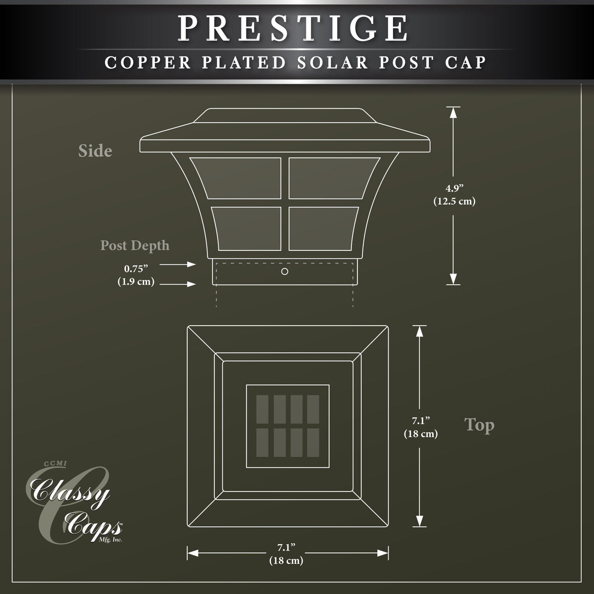 Classy Caps 4-in x 4-in 10-Lumen 1-Watt Copper Solar LED Outdoor Post Cap Light (4100 K)