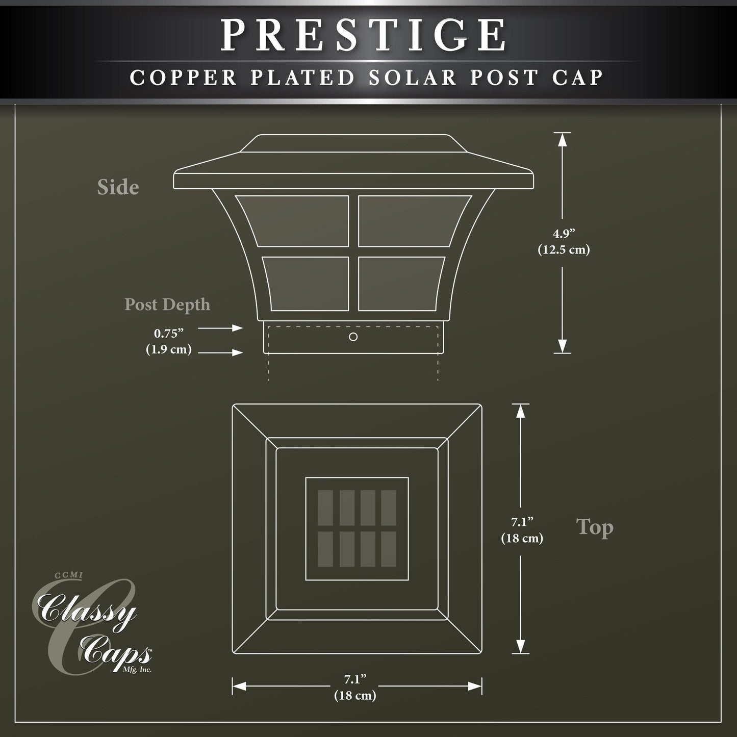 Classy Caps 4-in x 4-in 10-Lumen 1-Watt Copper Solar LED Outdoor Post Cap Light (4100 K)