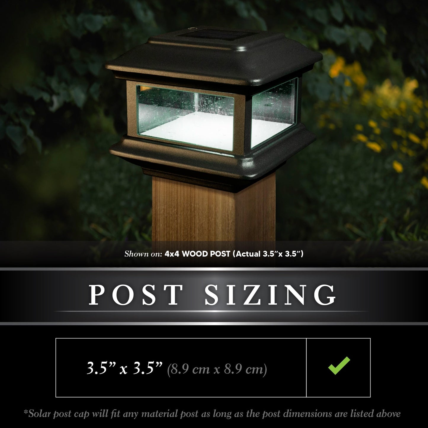 Classy Caps 4-in x 4-in 5-Lumen 1-Watt Black Solar LED Outdoor Post Cap Light (5000 K)