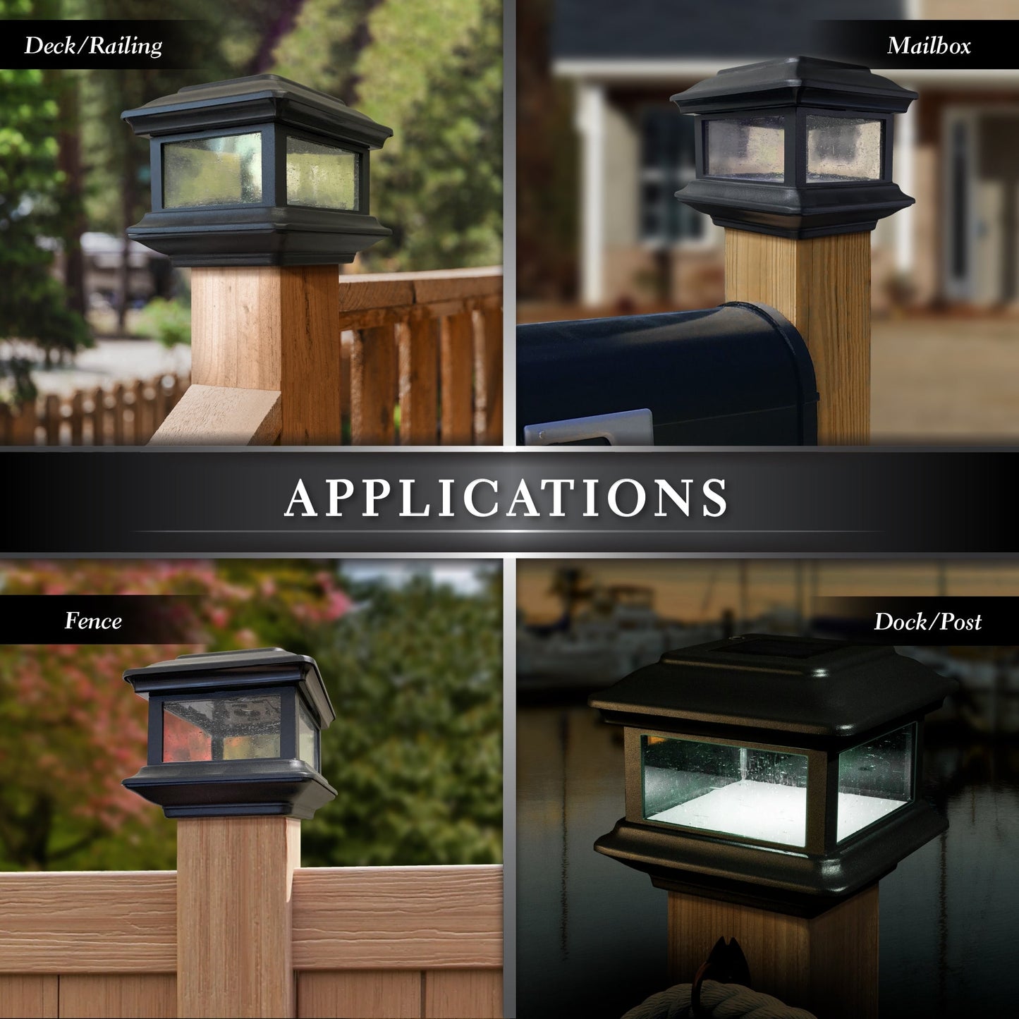 Classy Caps 4-in x 4-in 5-Lumen 1-Watt Black Solar LED Outdoor Post Cap Light (5000 K)