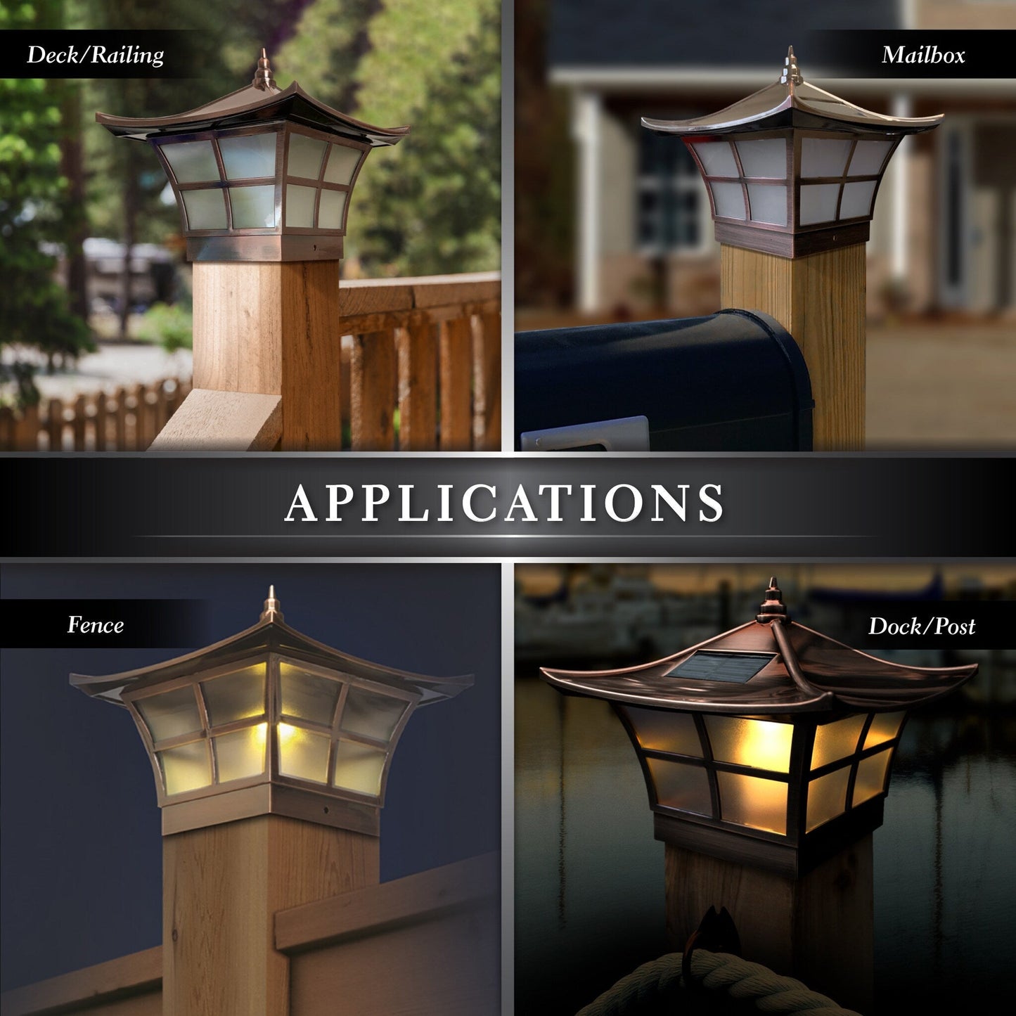 Classy Caps 4-in x 4-in 6-Lumen 1-Watt Electroplated Copper Solar LED Outdoor Post Cap Light (3000 K)