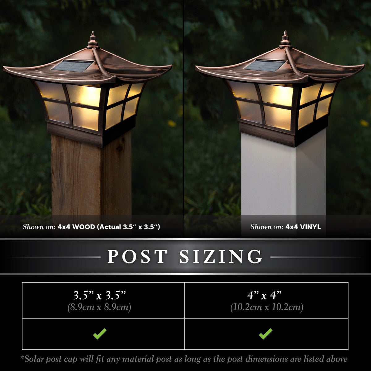 Classy Caps 4-in x 4-in 6-Lumen 1-Watt Electroplated Copper Solar LED Outdoor Post Cap Light (3000 K)