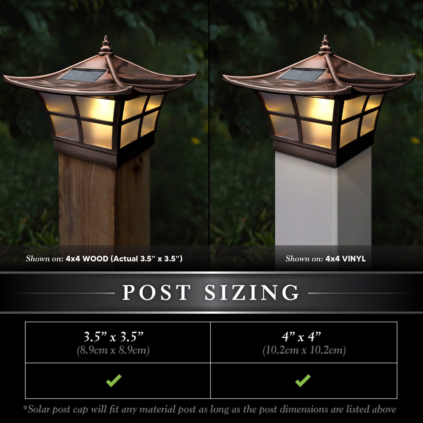 Classy Caps 4-in x 4-in 6-Lumen 1-Watt Electroplated Copper Solar LED Outdoor Post Cap Light (3000 K)