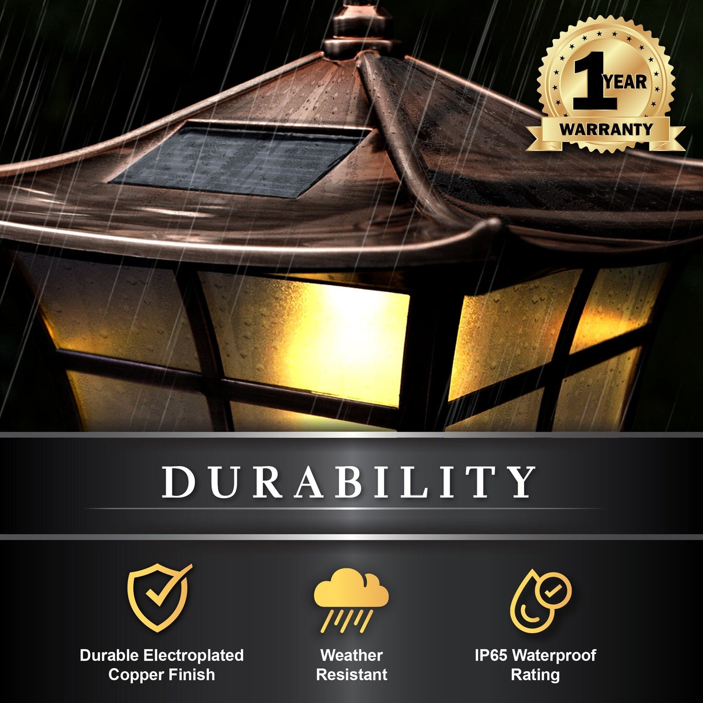 Classy Caps 4-in x 4-in 6-Lumen 1-Watt Electroplated Copper Solar LED Outdoor Post Cap Light (3000 K)