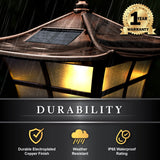 Classy Caps 4-in x 4-in 6-Lumen 1-Watt Electroplated Copper Solar LED Outdoor Post Cap Light (3000 K)