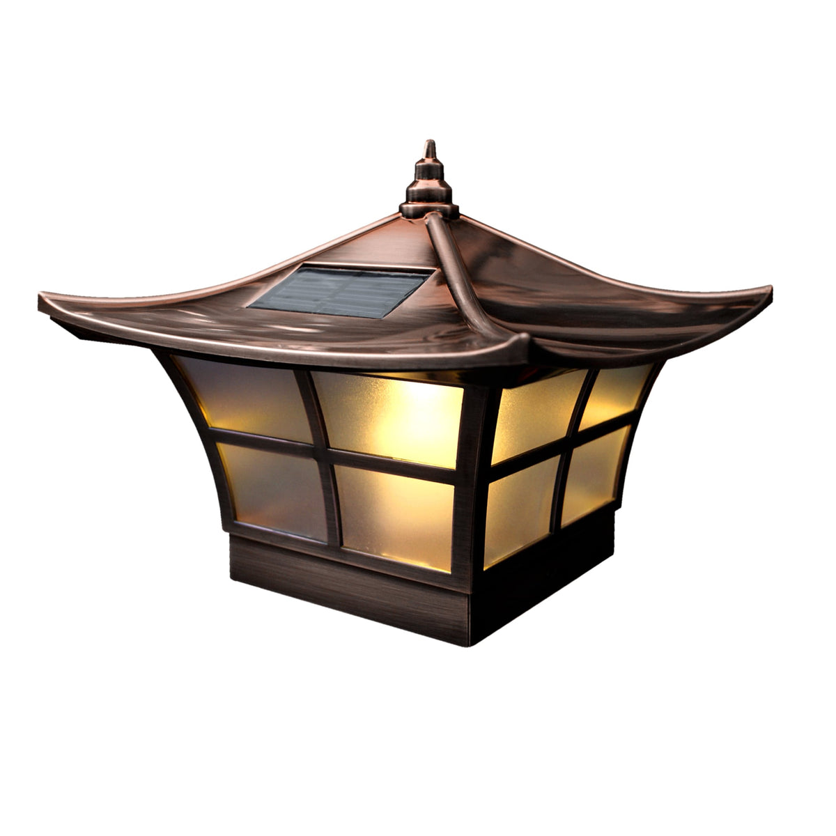 Classy Caps 4-in x 4-in 6-Lumen 1-Watt Electroplated Copper Solar LED Outdoor Post Cap Light (3000 K)