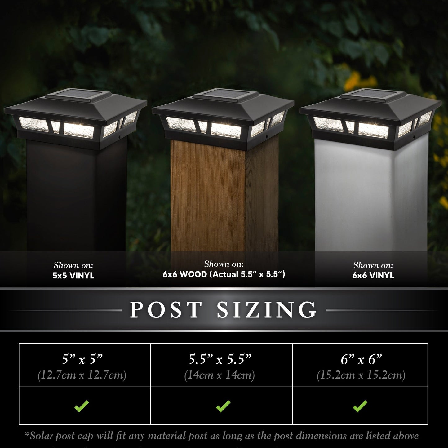 Classy Caps 6-in x 6-in 10-Lumen 0.2-Watt Black Solar LED Outdoor Post Cap Light (2700 K)