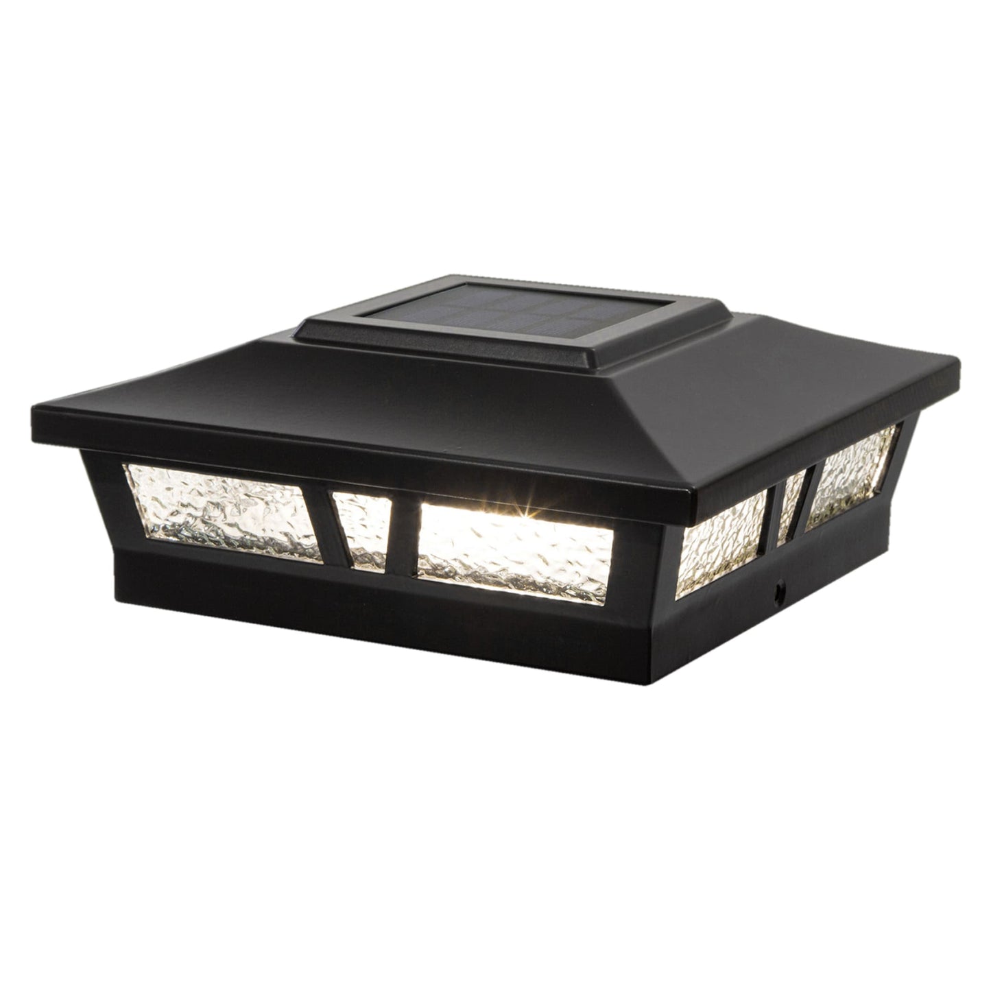Classy Caps 6-in x 6-in 10-Lumen 0.2-Watt Black Solar LED Outdoor Post Cap Light (2700 K)
